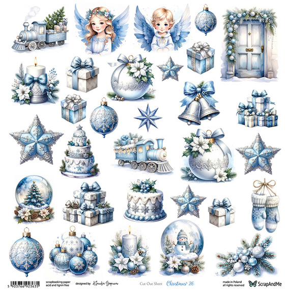 Papier do scrapbookingu 30x30 - ScrapAndMe - Christmas 26 - arkusz do wycinania