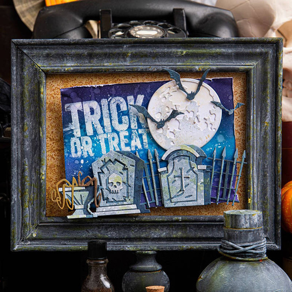 Wykrojnik Sizzix Thinlits - Graveyard, Colorize by Tim Holtz cmentarz