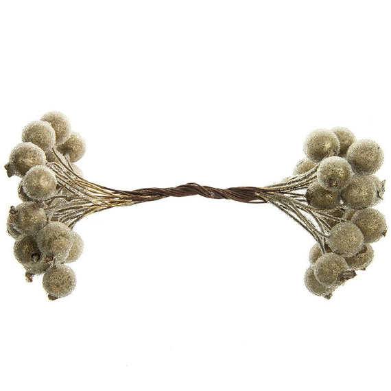 Jarzębina dekoracyjna złota oszroniona na druciku - 1 gałązka