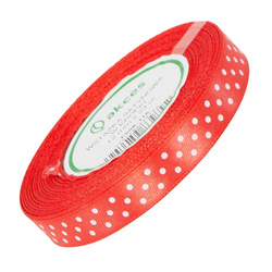 Wstążka satynowa w kropki 12 mm - brzoskwinia 116 - 23 m - dekoracyjna tasiemka