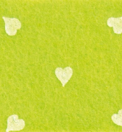 Filc 30x40cm pistacjowy w białe serduszka