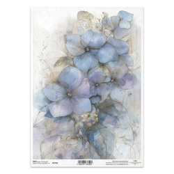 Papier ryżowy do decoupage A4 - dekoracyjne wzory, tło, hortensja - R2700 - Itd Collection