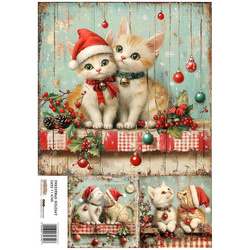 Papier ryżowy A4 - Scraplove - Christmas Holiday Cats 1 - Świąteczne koty
