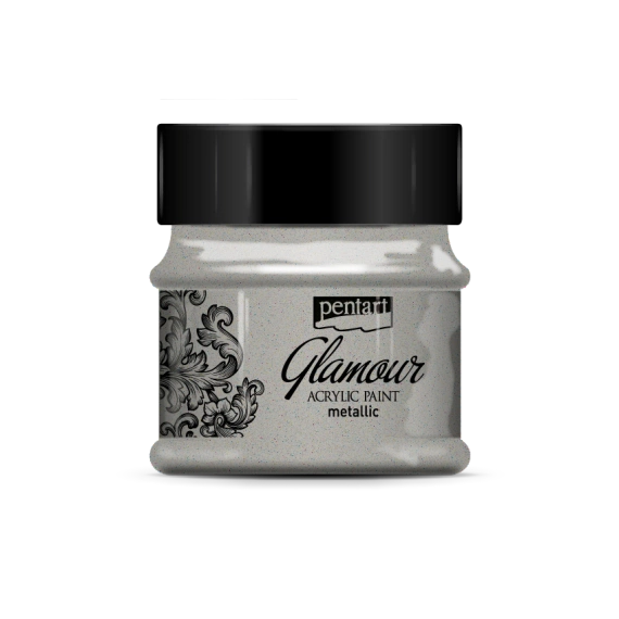 Farba akrylowa Glamour - Pentart - metaliczna platyna 50ml