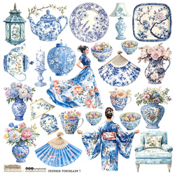 Naklejki papierowe - ScrapLove - Chinese Porcelain 1 chińska porcelana