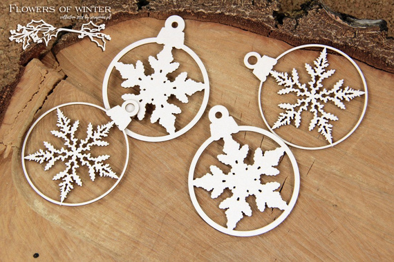 Tekturka - Flowers of Winter - dwie 2 warstwowe bombki