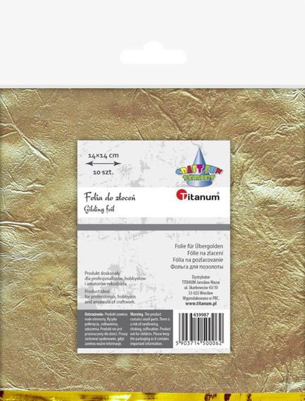 Folia do złoceń w arkuszach 14x14cm 10szt - złota