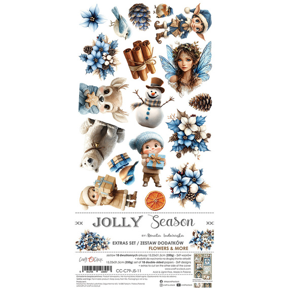 Zestaw dodatków do scrapbookingu - Craft o'clock - Jolly Season - Flowers & More