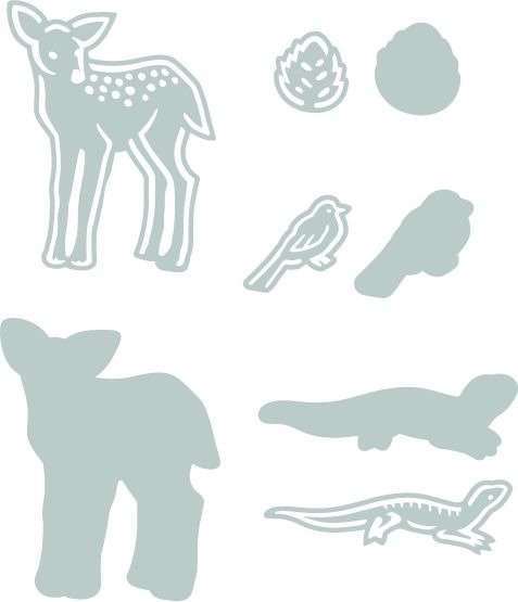 Wykrojnik Sizzix Thinlits - Fairy Animals sarenka jaszczurka ptaszek liść