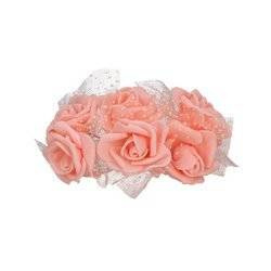 Kwiatki piankowe brzoskwiniowe z tiulem