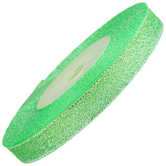 Wstążka brokatowa 12mm 27m - zielono srebrna