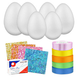 Zestaw kreatywny - jajka  styropianowe, wstążki, cekiny