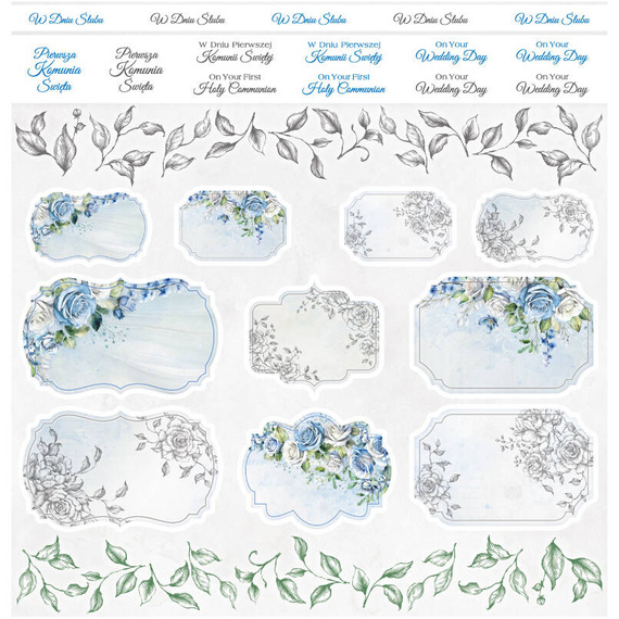 Zestaw papierów do scrapbookingu 30x30 - ScrapAndMe - Blue Roses