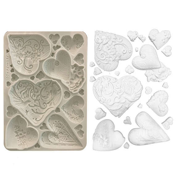 Foremka silikonowa - Alice in Christmas - serca - Stamperia