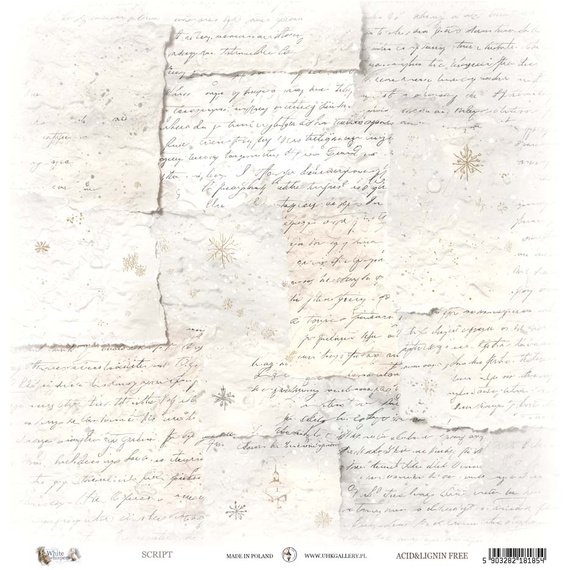 Papier do scrapbookingu 30x30 - UHK Gallery - White Whispers - Script
