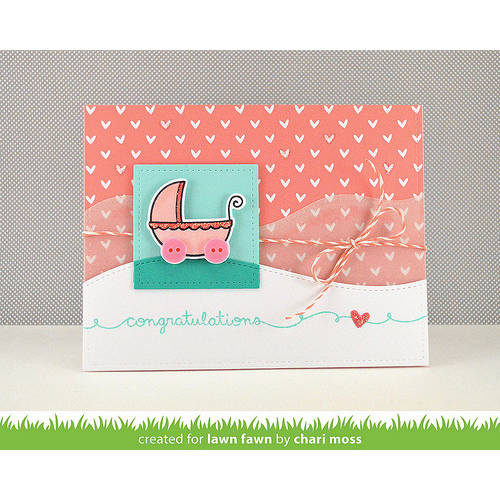 Wykrojnik - Lawn Fawn - Plus One - bocian, wózek, parasolka