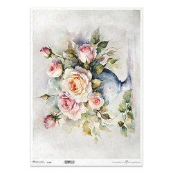 Papier ryżowy do decoupage A3 ITD-1300L róże w wazonie