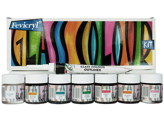 Farby do szkła farba 7 x 10ml + konturówka zestaw