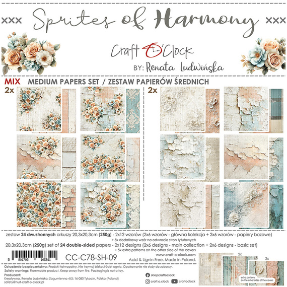 Zestaw papierów do scrapbookingu 20x20 - Craft o'clock - Sprites of Harmony mix