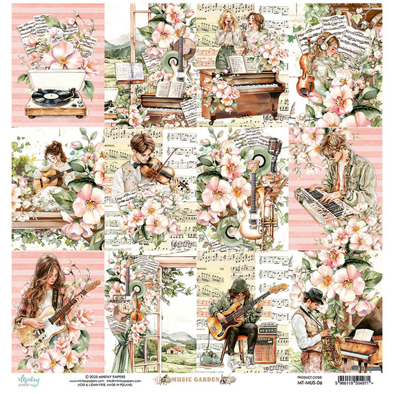 Papier do scrapbookingu 30x30 - Mintay - Music Garden 06