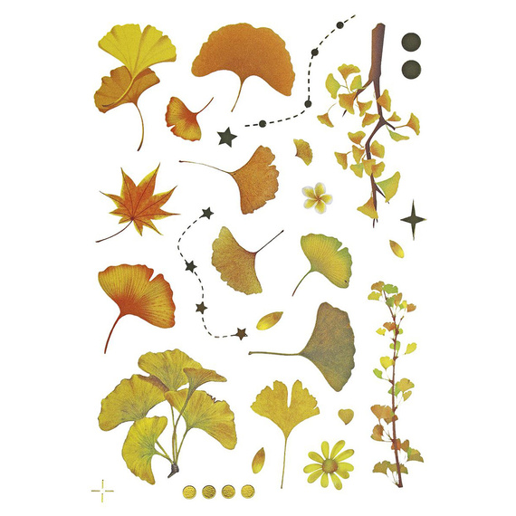 Naklejki foliowe - Żółte kwiaty i liście