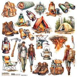Naklejki papierowe - ScrapLove - Travel 2 podróże wędrówki  namiot