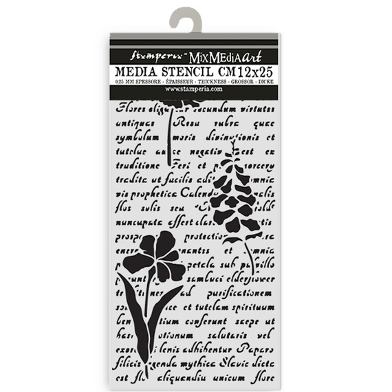 Szablon mix media 3D 12x25cm - Herbarium Silvae list i kwiaty - Stamperia
