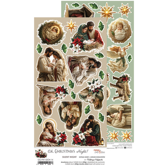 Papier do scrapbookingu 15x30 -  Craft o'clock - Oh Christmas Night - arkusz dodatków Silent Night