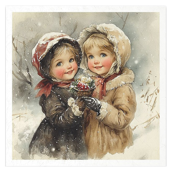 Zestaw papierów ryżowych - dzieci vintage, Boże Narodzenie - RSM184 - Itd Collection