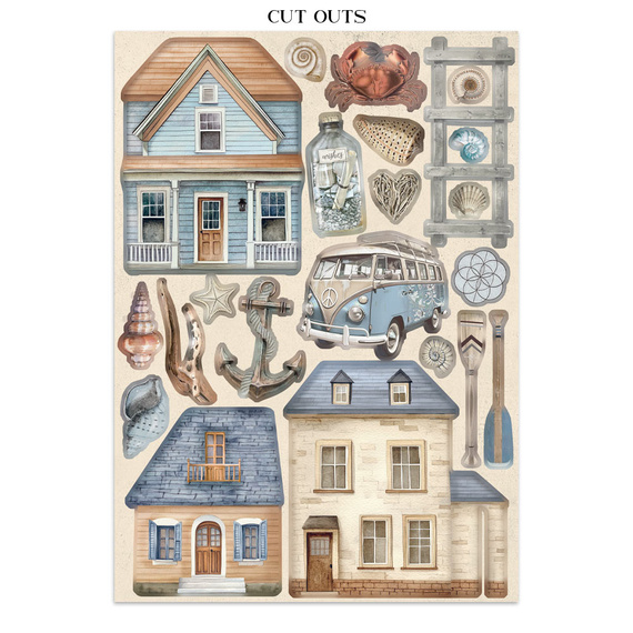 Zestaw papierów, naklejek i elementów Junk Journal - Silent Sea - Stamperia