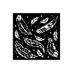 Szablon mix media 3D 12x12cm - Herbarium Silvae piórkowe tło - Stamperia