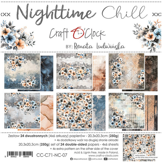 Zestaw papierów do scrapbookingu 20x20 - Craft o'clock - Nighttime Chill