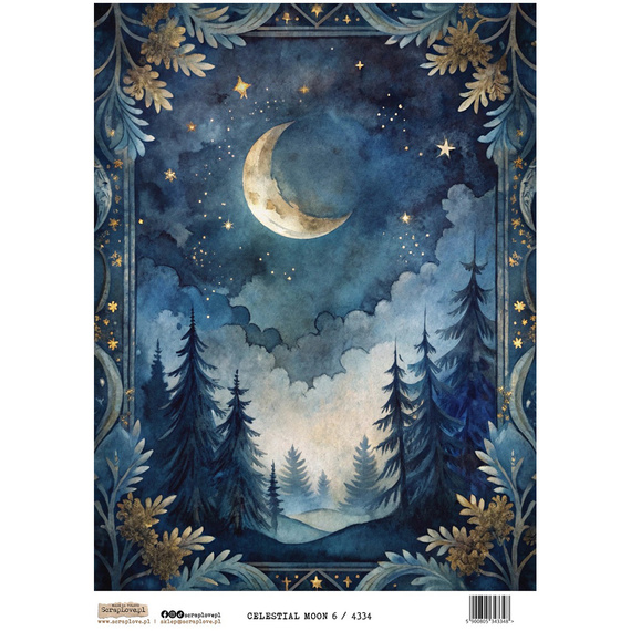 Papier ryżowy A4 - Scraplove - Niebiański Księżyc - Celestial Moon 6