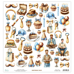 Papier z elementami do scrapbookingu 30x30 - Mintay - Birthday Man