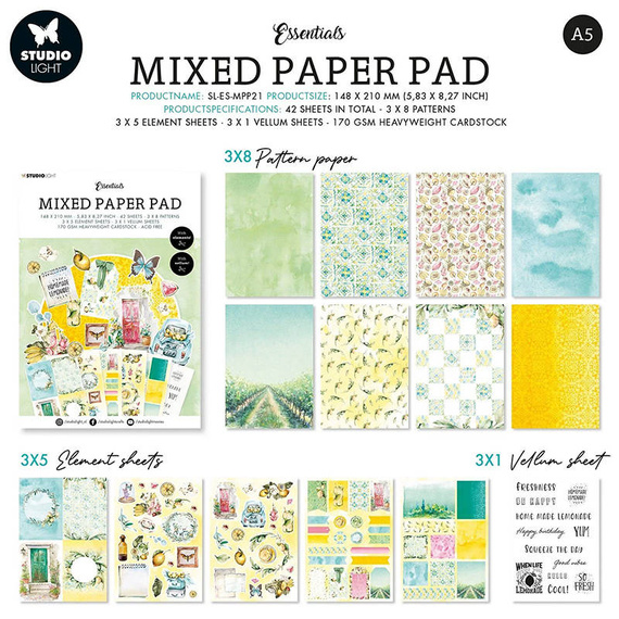 Zestaw papierów i elementów do scrapbookingu A5 - Fresh Citrus