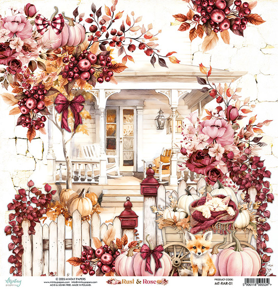 Papier do scrapbookingu 30x30 - Mintay - Rust & Rose 01