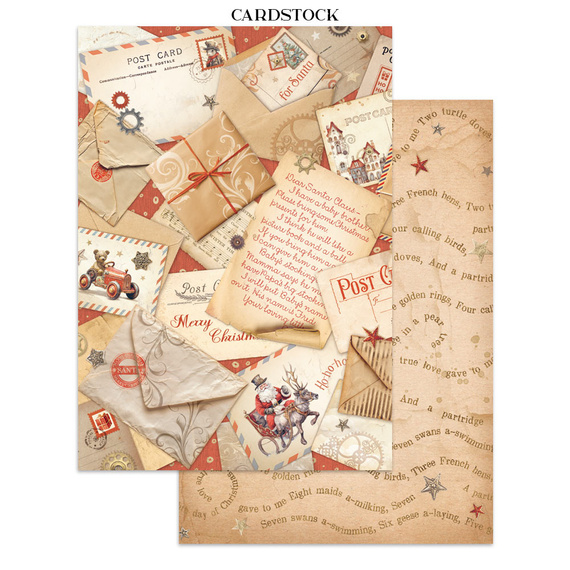 Zestaw papierów, naklejek i elementów Junk Journal - Gear Up For Christmas - Stamperia