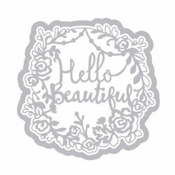 Wykrojnik Sizzix Thinlits - Phrase, Hello Beautiful - napis w ramce / ażur
