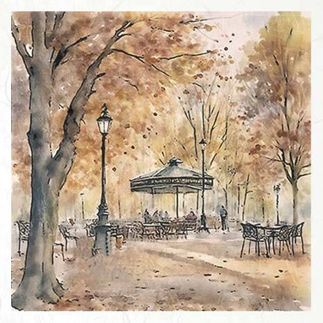 Zestaw papierów ryżowych - ITD RSM101 jesienne widoczki, jesień, park