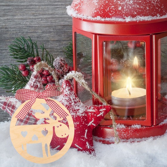 Drewniane ozdoby bombki na choinkę Mix wzorów