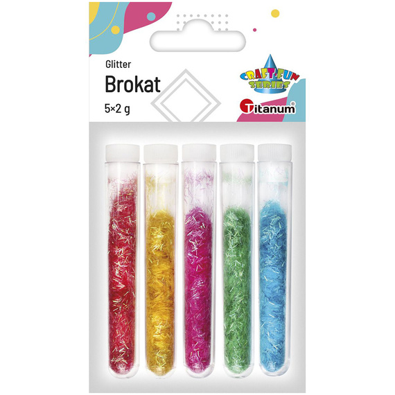 Brokat nitki - 5 kolorów - czerwony, żółty, różowy, zielony, niebieski