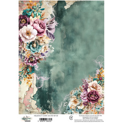 Papier ryżowy do decoupage A4 - Art of Alchemy - Dreamy Dreams, turkusowe tło
