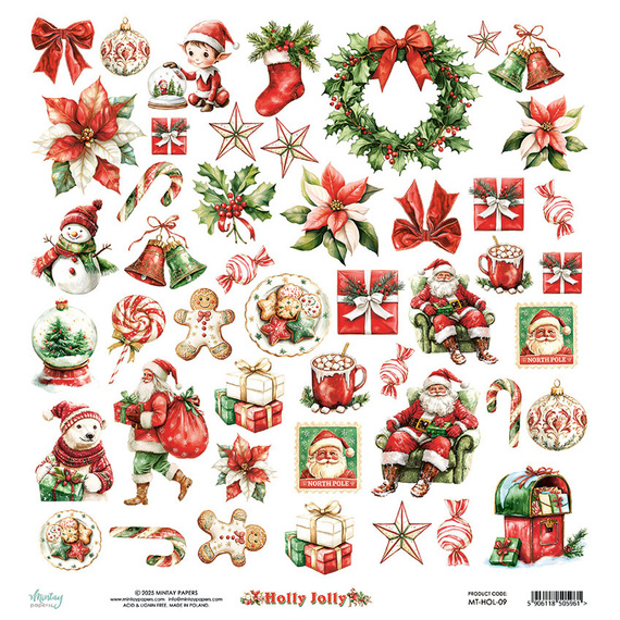 Zestaw papierów do scrapbookingu 30x30 - Mintay - Holly Jolly