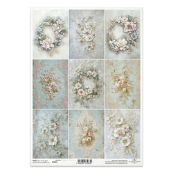 Papier ryżowy do decoupage A4 - kwiaty bukiety wieńce - R2621 - Itd Collection