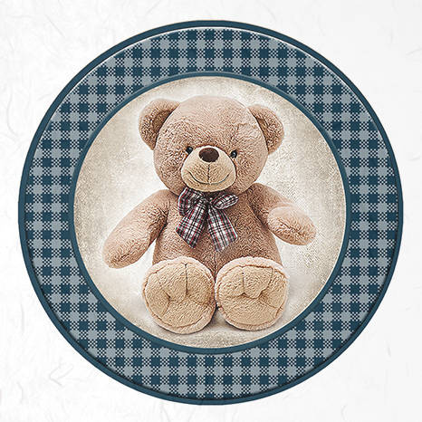 Zestaw papierów ryżowych - ITD - RSM047 niebieskie kratki, misie, maskotki, zabawki