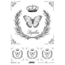 Papier decoupage SOFT ITD-S0118 - A4 wieniec korona motyl
