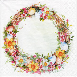Serwetka do decoupage 33x33cm - Happy Easter Wreath wianek wielkanocny