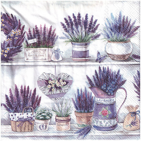 Serwetka 33x33cm - Lavender Pots lawenda