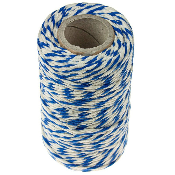 Sznurek bawełniany biało - niebieski 2mm 50m