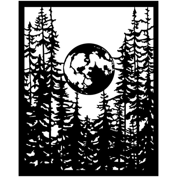 Szablon mix media 3D 20x25cm - Herbarium Silvae księżyc i las - Stamperia